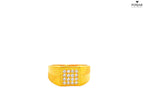 22K Yellow Gold Ring with Textured Band and Square Cluster Stone Design