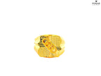 22K Yellow Gold Ring with Textured Dual-Pattern Design