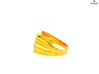 22K Yellow Gold Ring with Textured Dual-Pattern Design