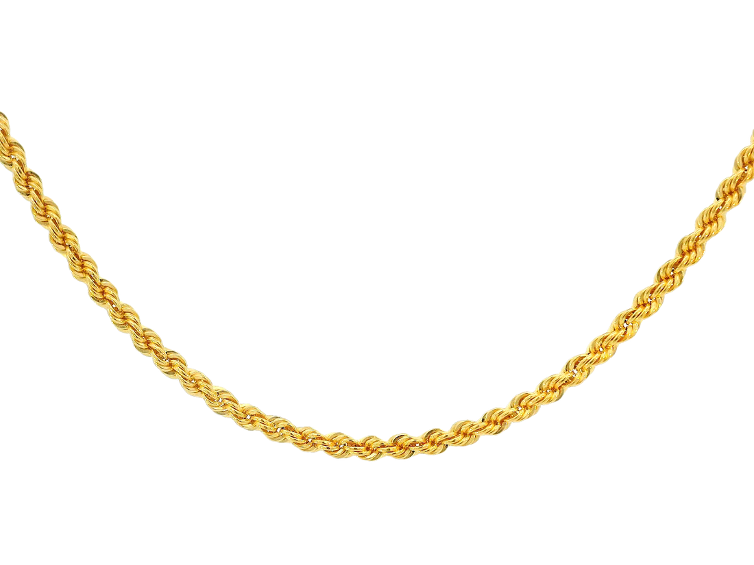 22K Yellow Gold Rope Chain – 22 Inches