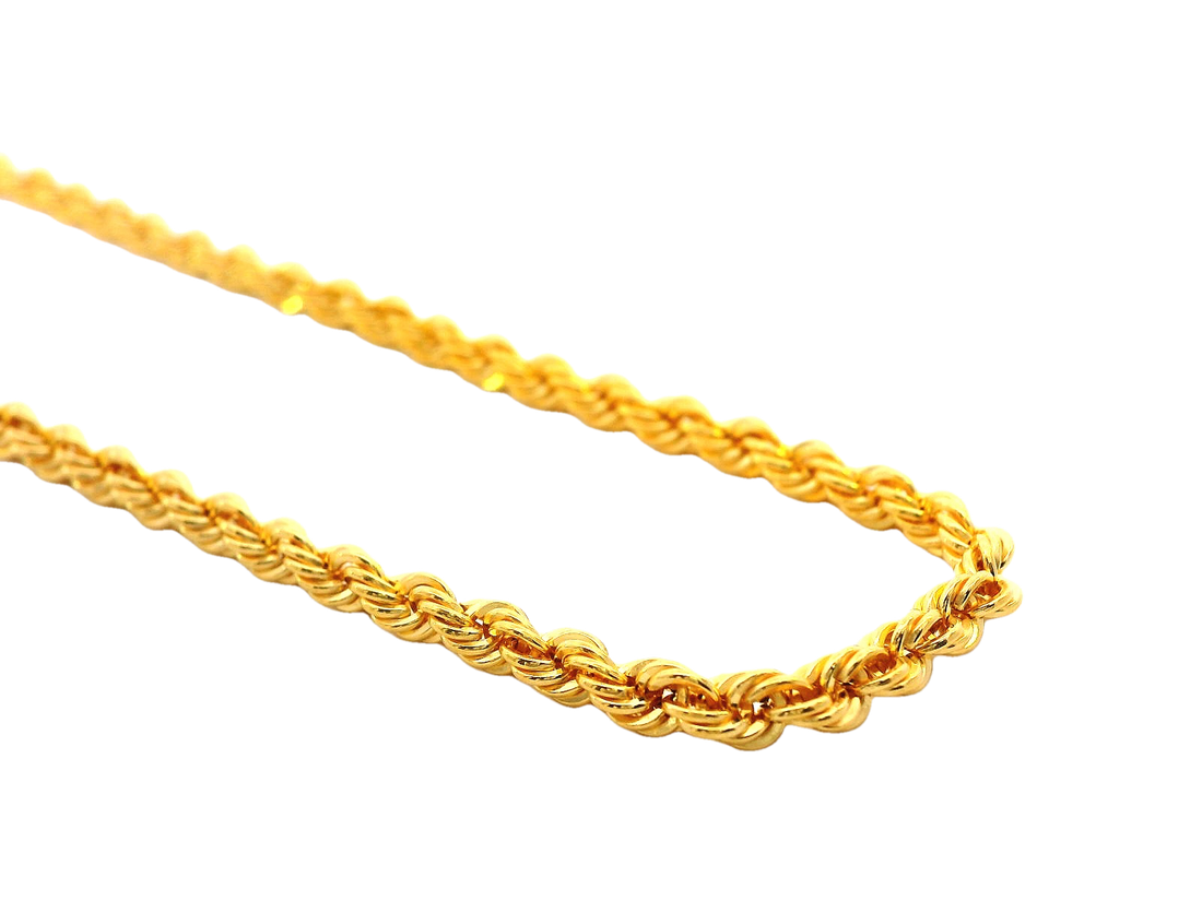 22K Yellow Gold Rope Chain – 22 Inches