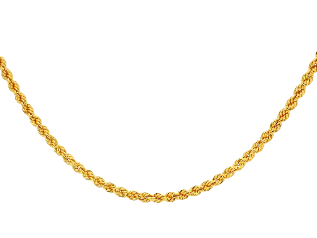 22K Yellow Gold Rope Chain – 24 Inches