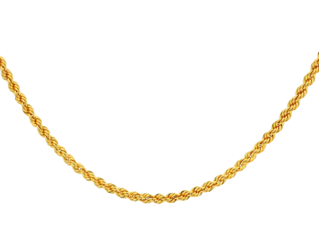 22K Yellow Gold Rope Chain – 24 Inches