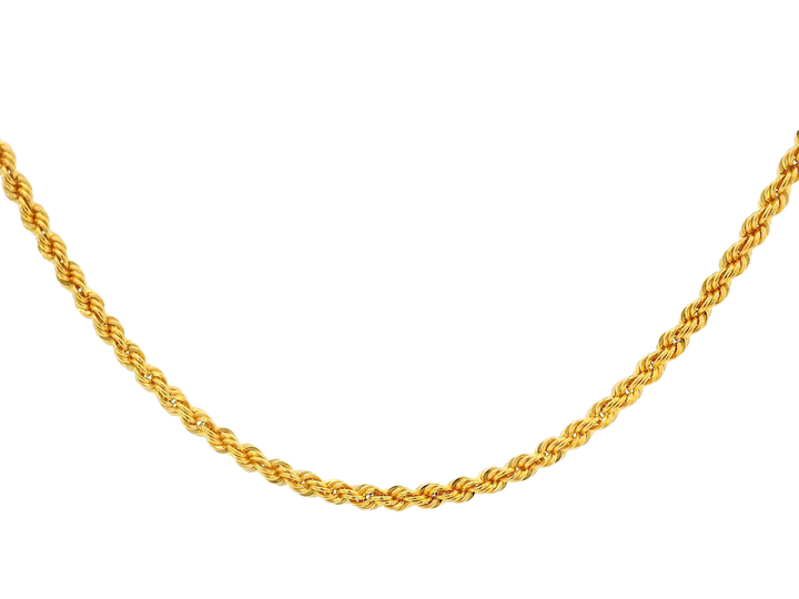 22K Yellow Gold Rope Chain – 24 Inches