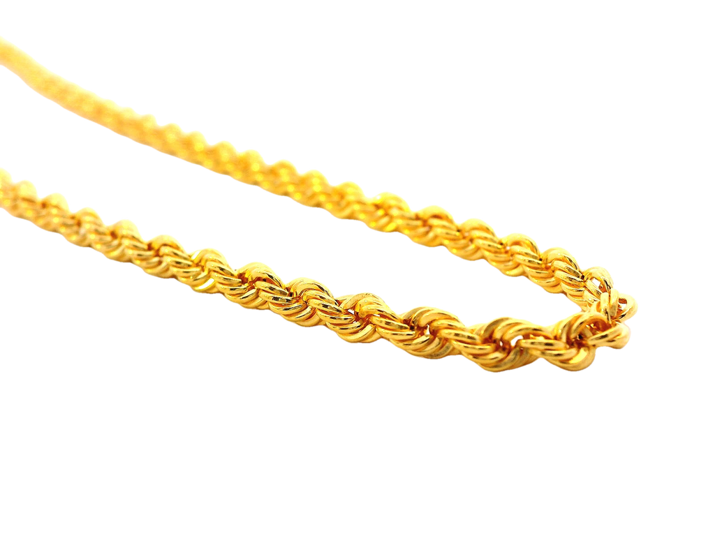 22K Yellow Gold Rope Chain – 24 Inches