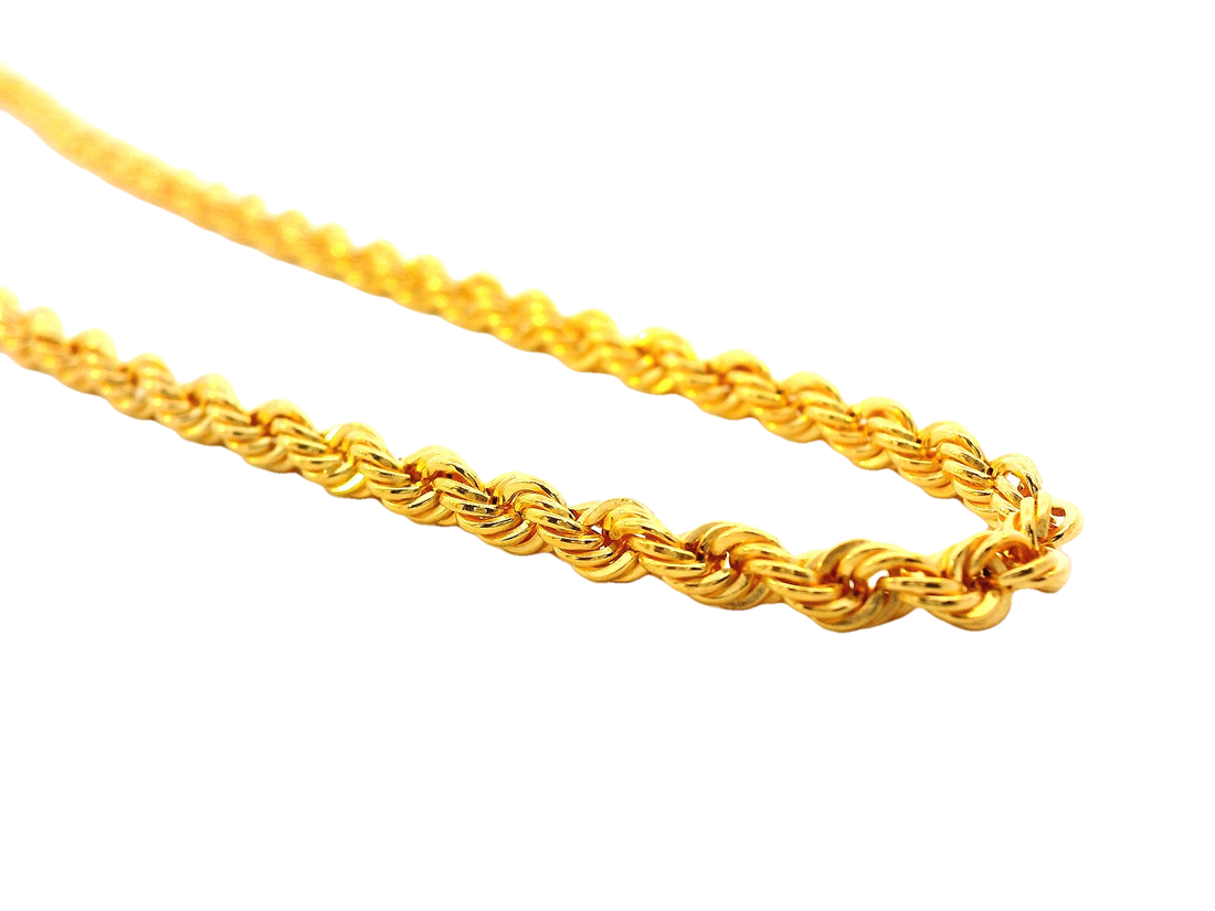 22K Yellow Gold Rope Chain – 24 Inches