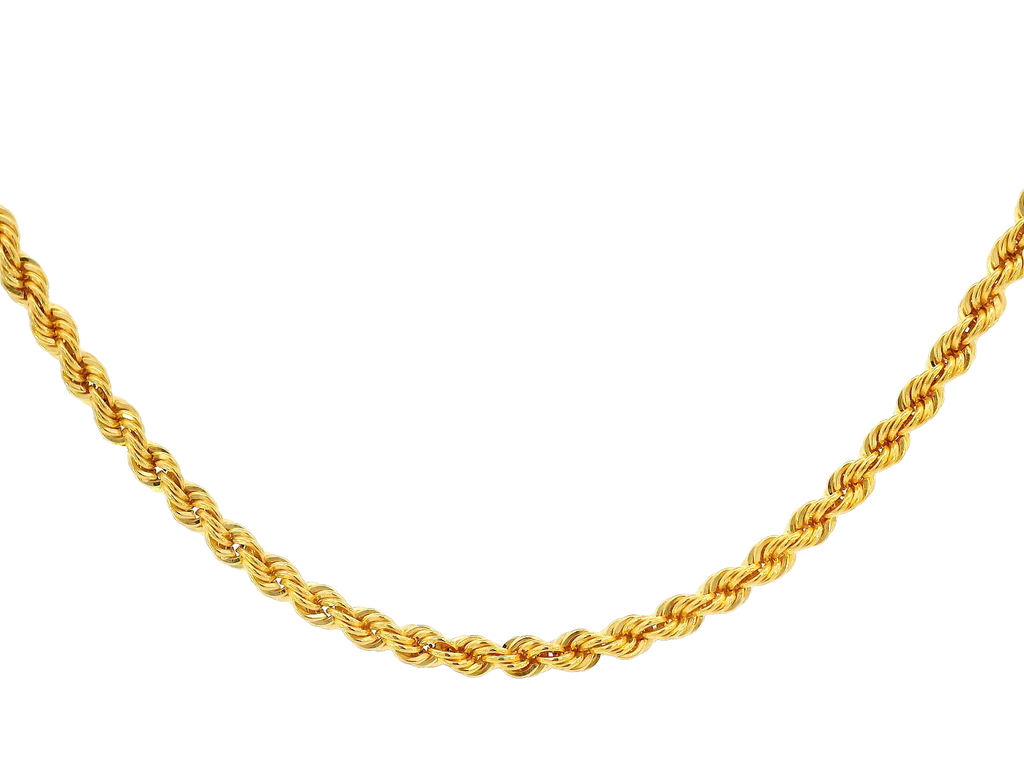 22K Yellow Gold Rope Chain – Bold 3mm Design