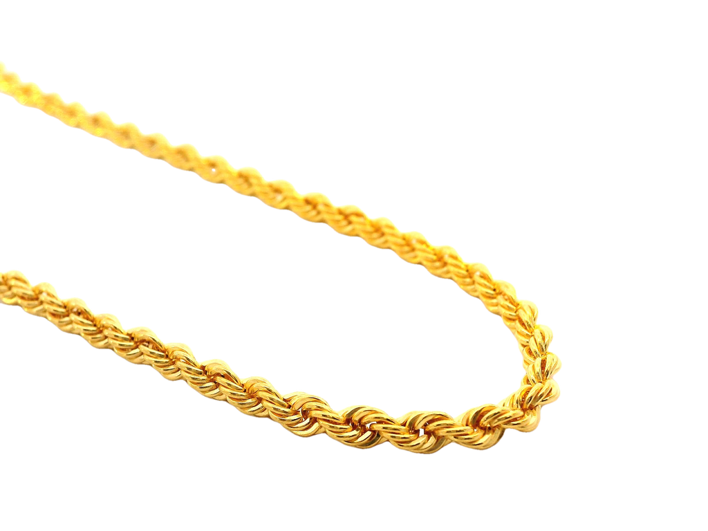 22K Yellow Gold Rope Chain – Bold 3mm Design