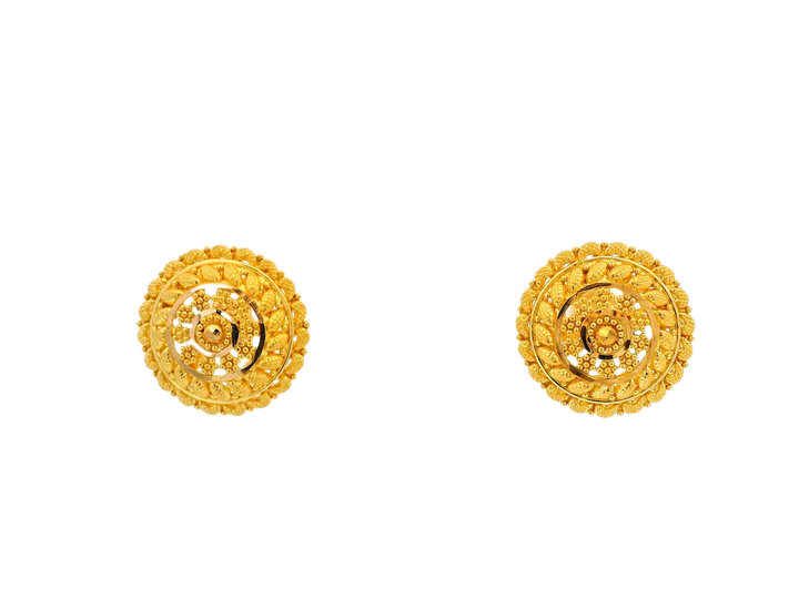 22K Yellow Gold Round Stud Earrings – 4.9g