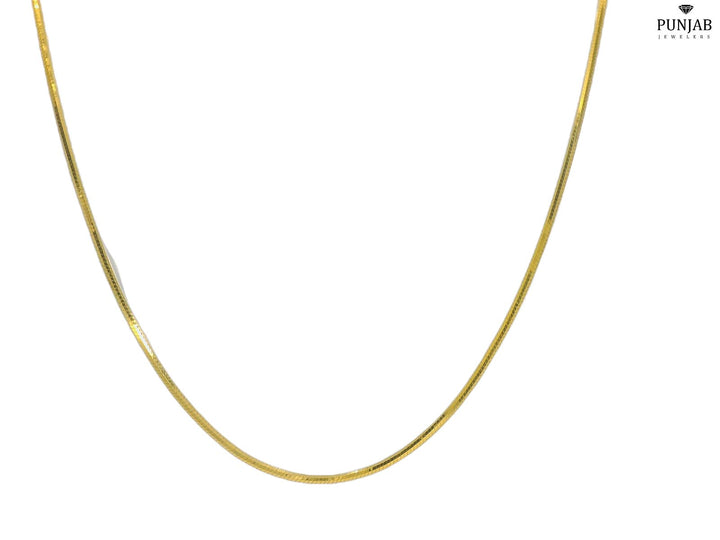 22K Yellow Gold Sleek Herringbone Chain Necklace