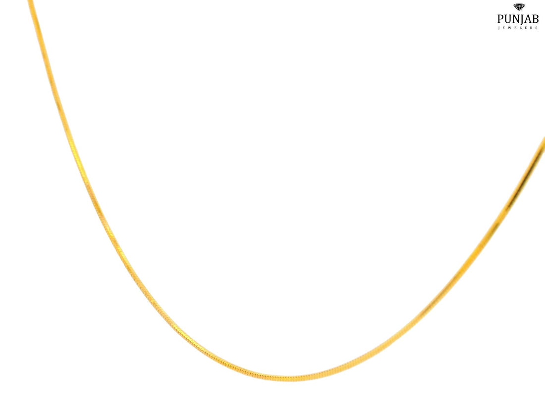 22K Yellow Gold Sleek Herringbone Chain Necklace