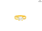 22K Yellow Gold Split-Band Ring with Solitaire Cubic Zirconia Centerpiece