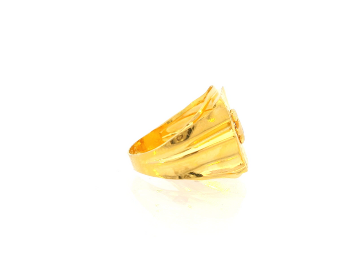 22K Yellow Gold Statement Ring with Embossed Design
