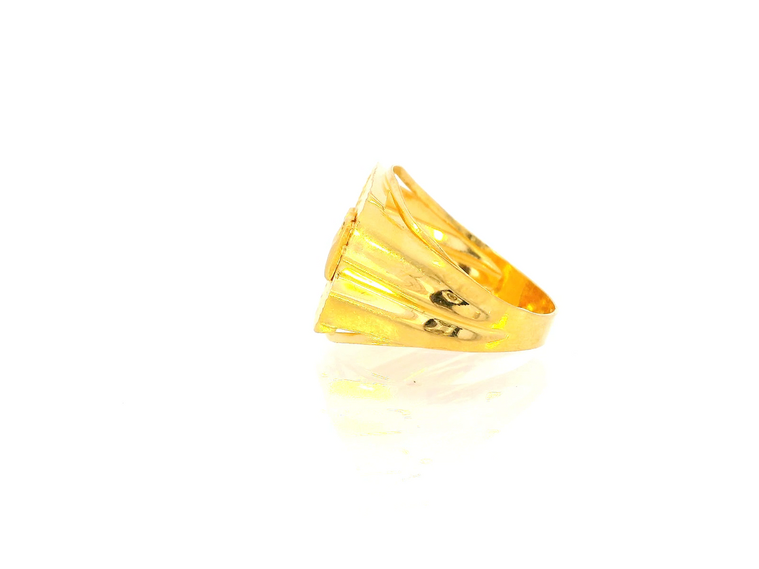 22K Yellow Gold Statement Ring with Embossed Design