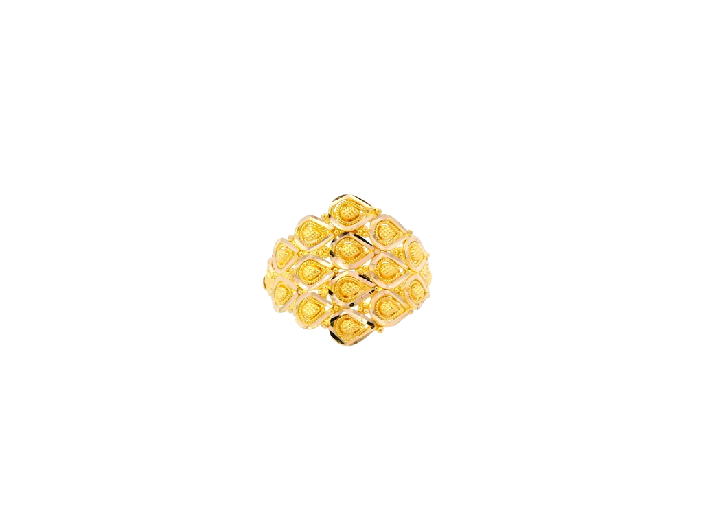 22K Yellow Gold Textured Cluster Ring