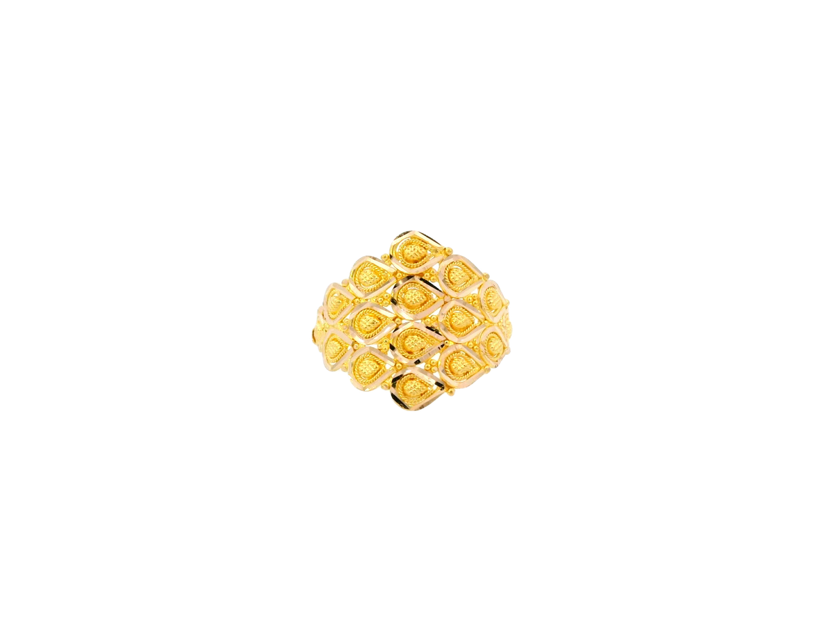 22K Yellow Gold Textured Cluster Ring