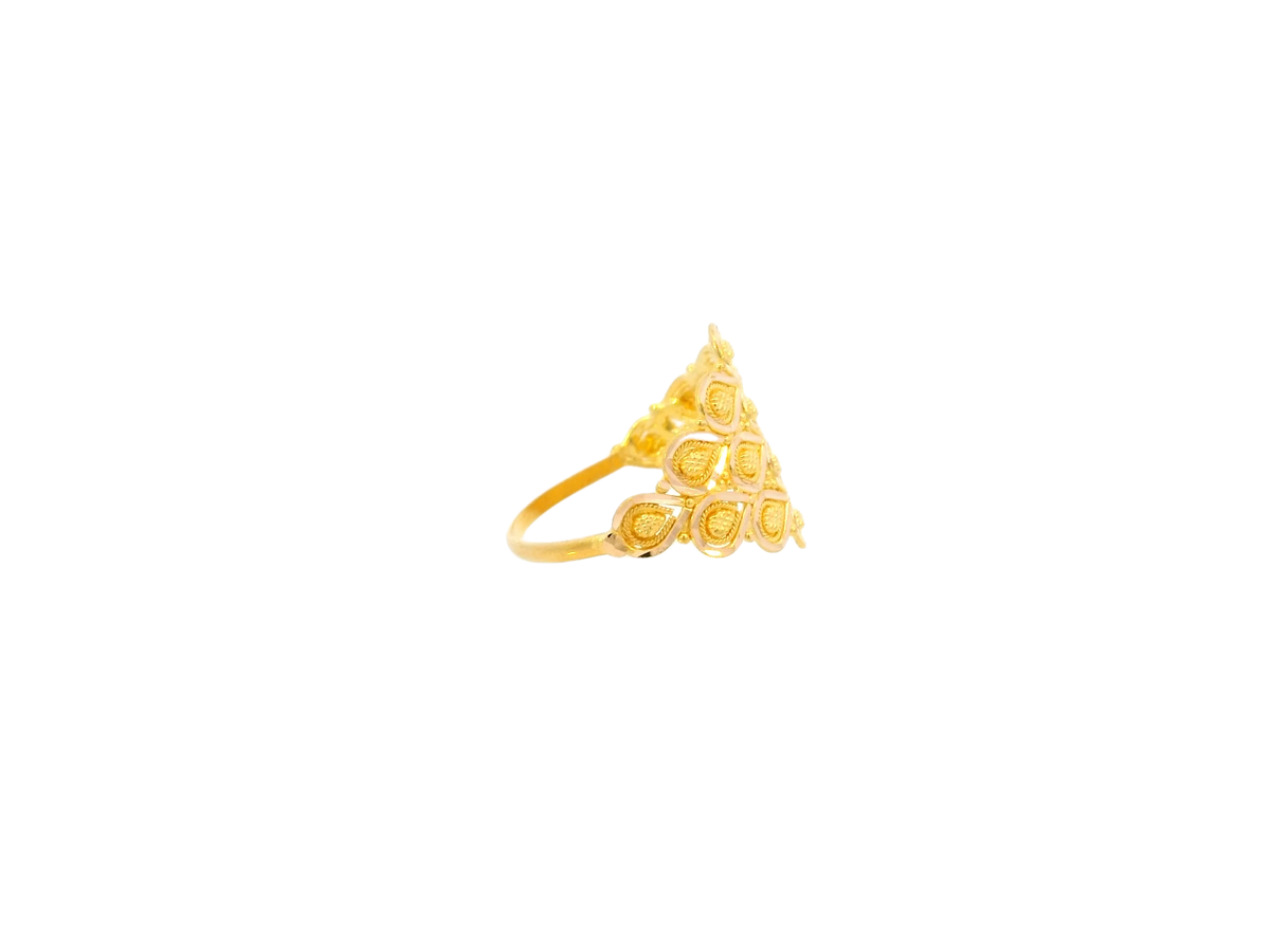 22K Yellow Gold Textured Cluster Ring