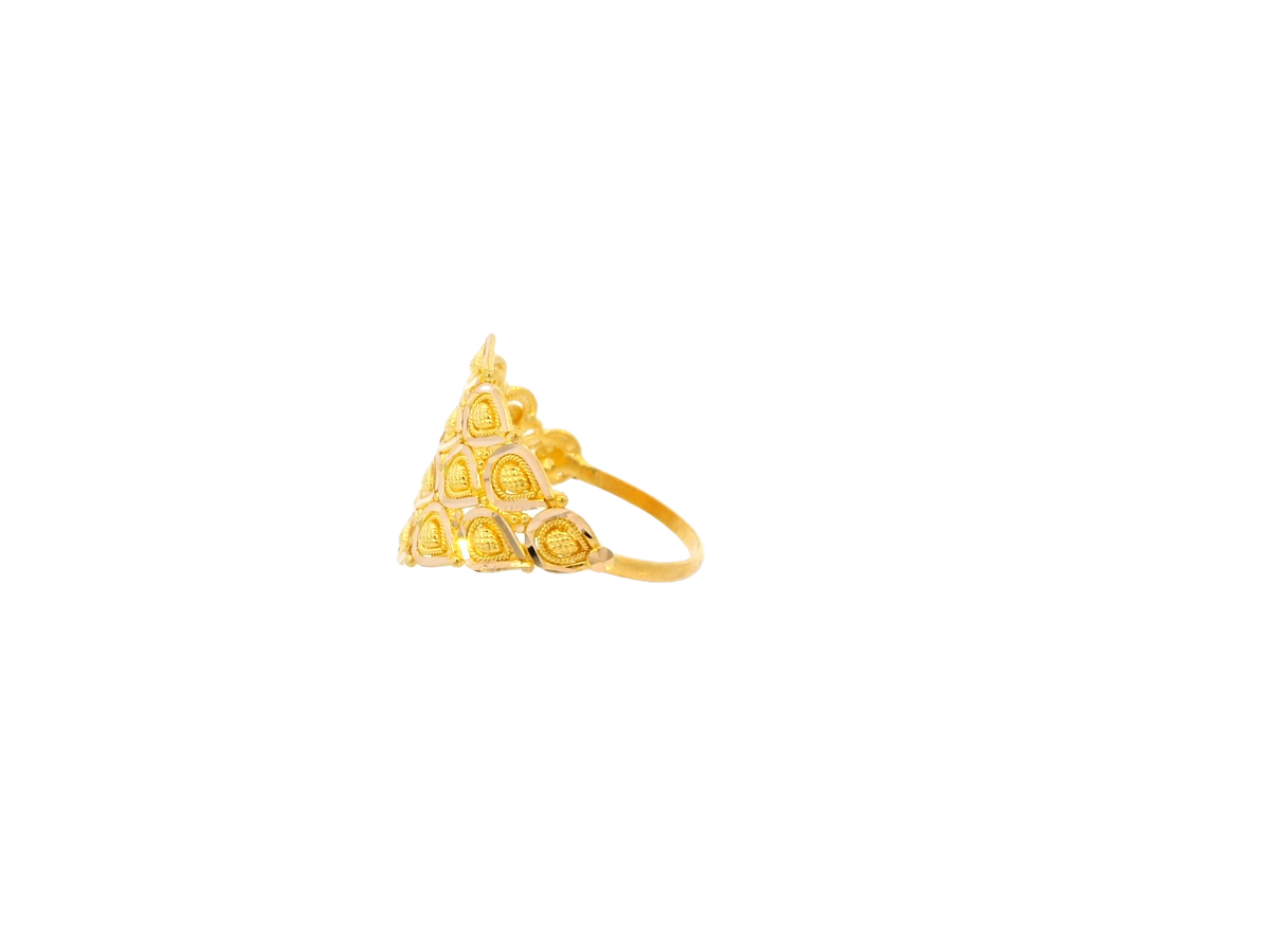 22K Yellow Gold Textured Cluster Ring