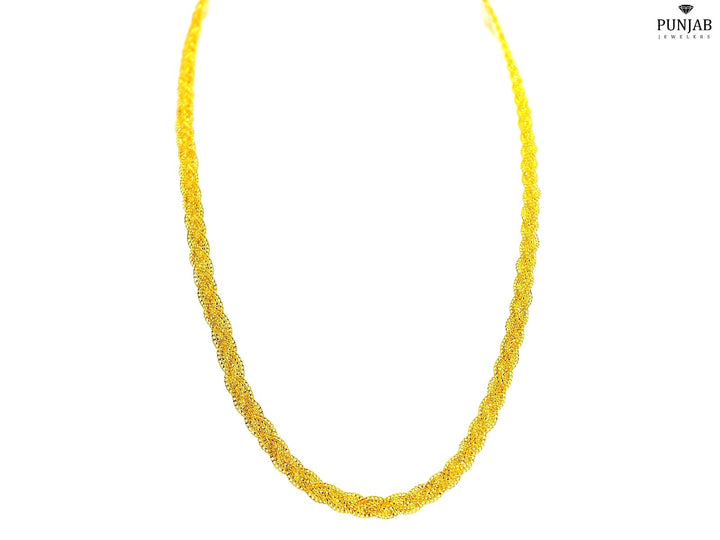 22K Yellow Gold Textured Twist Chain Necklace