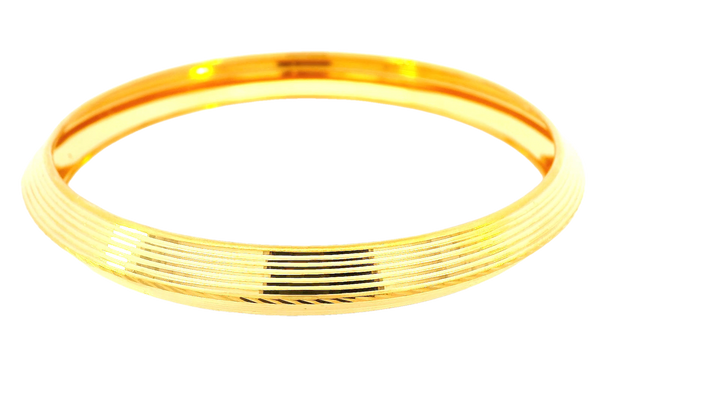 22K Yellow Gold Textured Wide Bangle – 9.60mm
