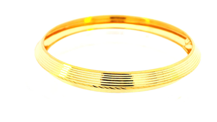 22K Yellow Gold Textured Wide Bangle – 9.60mm