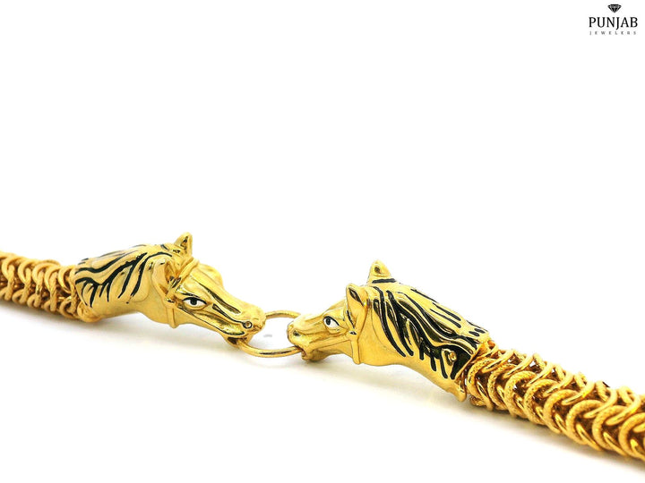 22K Yellow Gold Tiger-Head Bracelet with Lobster Lock