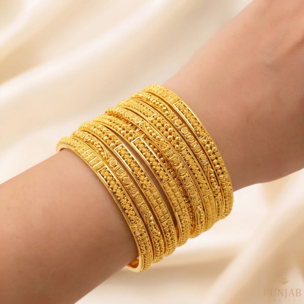 22K Yellow Gold Traditional Bangles Set – Timeless Heritage Elegance