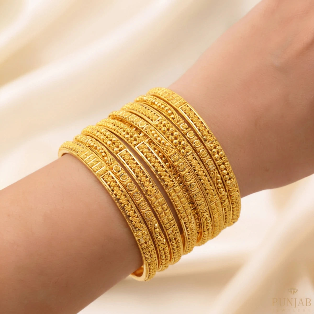 22K Yellow Gold Traditional Bangles Set – Timeless Heritage Elegance