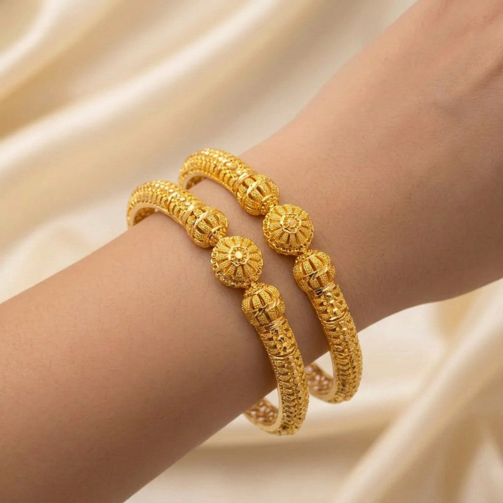 22K Yellow Gold Traditional Screw Open Bangles – Classic Heritage Design