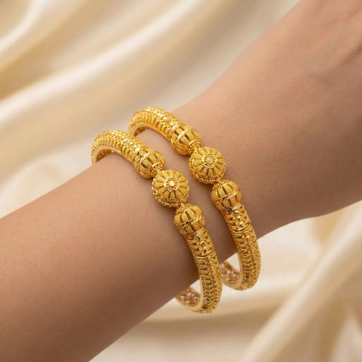 22K Yellow Gold Traditional Screw Open Bangles – Classic Heritage Design