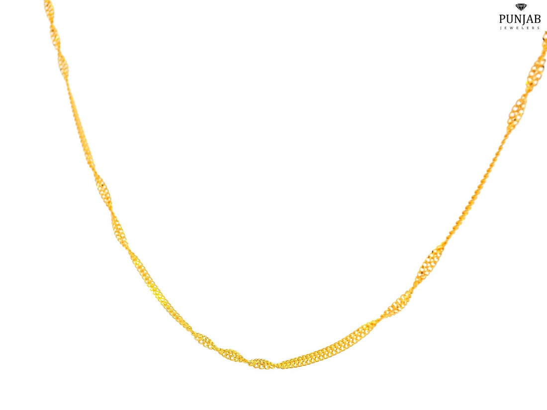 22K Yellow Gold Twisted Chain Necklace