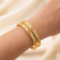 22K Yellow Gold Two Tone Bangles – Elegant Dual Finish Design