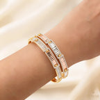 22K Yellow Gold Two Tone Bangles – Elegant Dual Finish Design