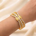 22K Yellow Gold Two Tone Bangles – Elegant Dual Finish Design
