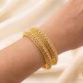 22K Yellow Gold Two Tone Bangles – Elegant Dual Finish Design