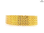 22K Yellow Gold Wide Bracelet with Leather Cord Lock
