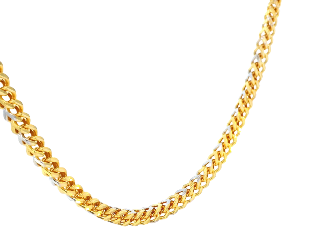 22K Yellow & White Gold Chain with Lobster Lock – 38g