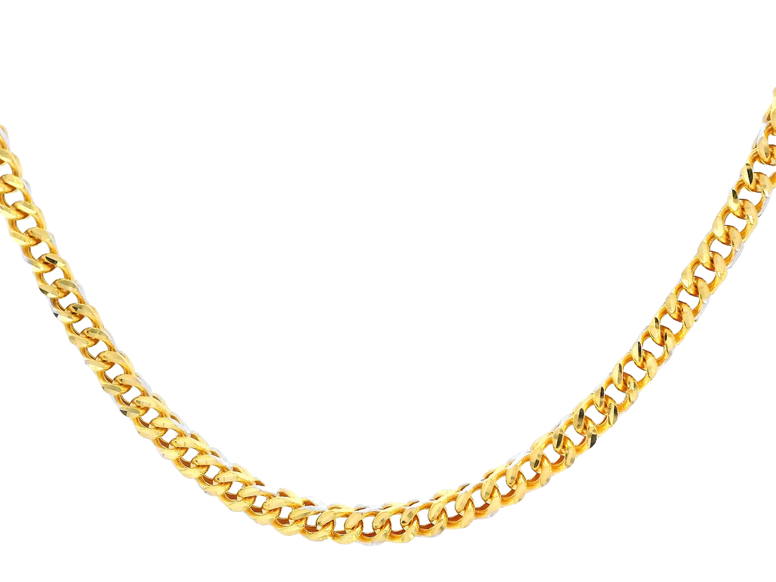 22K Yellow & White Gold Chain with Lobster Lock – 38g