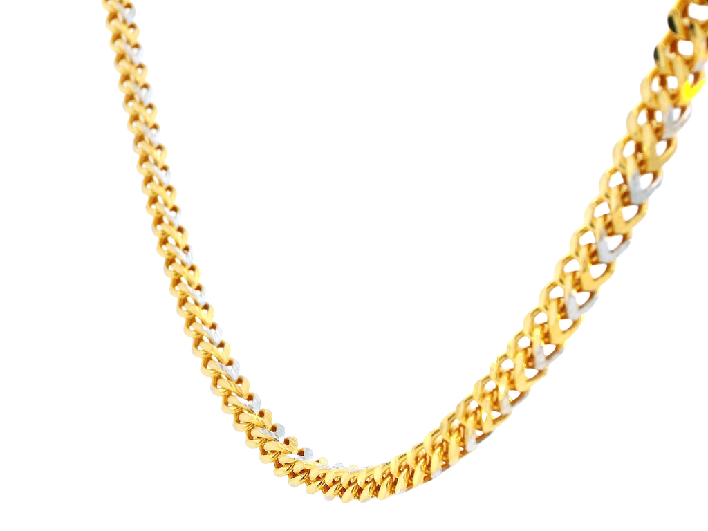 22K Yellow & White Gold Chain with Lobster Lock – 38g
