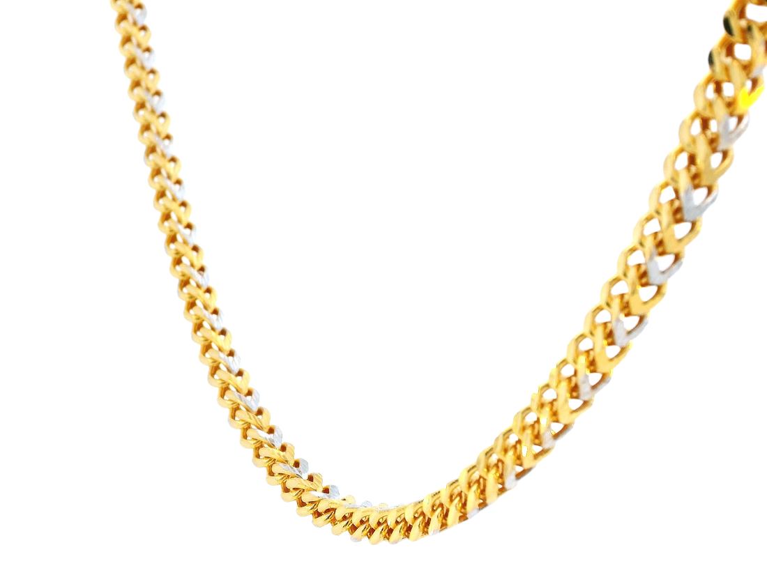 22K Yellow & White Gold Chain with Lobster Lock – 38g