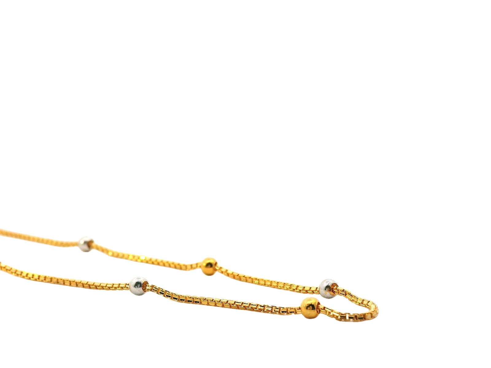 22K Yellow and White Gold Beaded Chain – 17 Inches