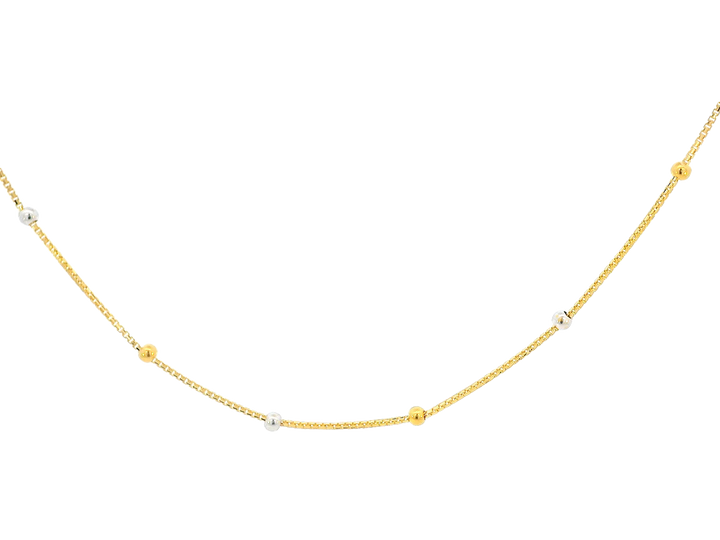 22K Yellow and White Gold Beaded Chain – 17 Inches