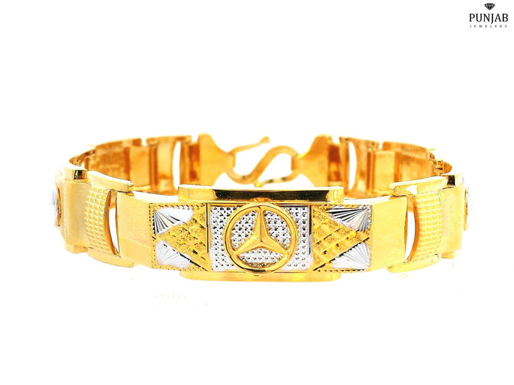 22K Yellow and White Gold Bracelet with Emblem and S-Lock