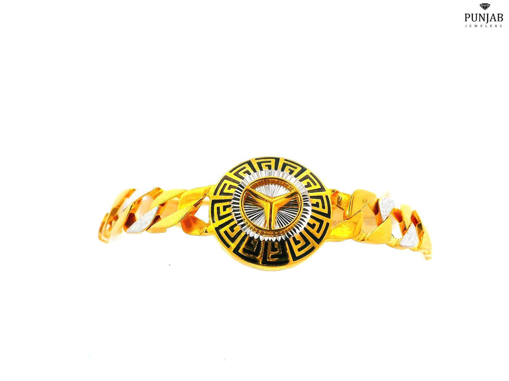22K Yellow and White Gold Bracelet with Greek Key Design and S-Lock Closure