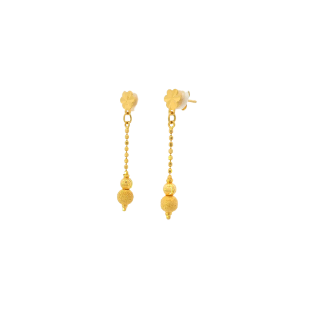 22K Yellow Gold Fancy Stud Earrings | Elegant Polished Tops
