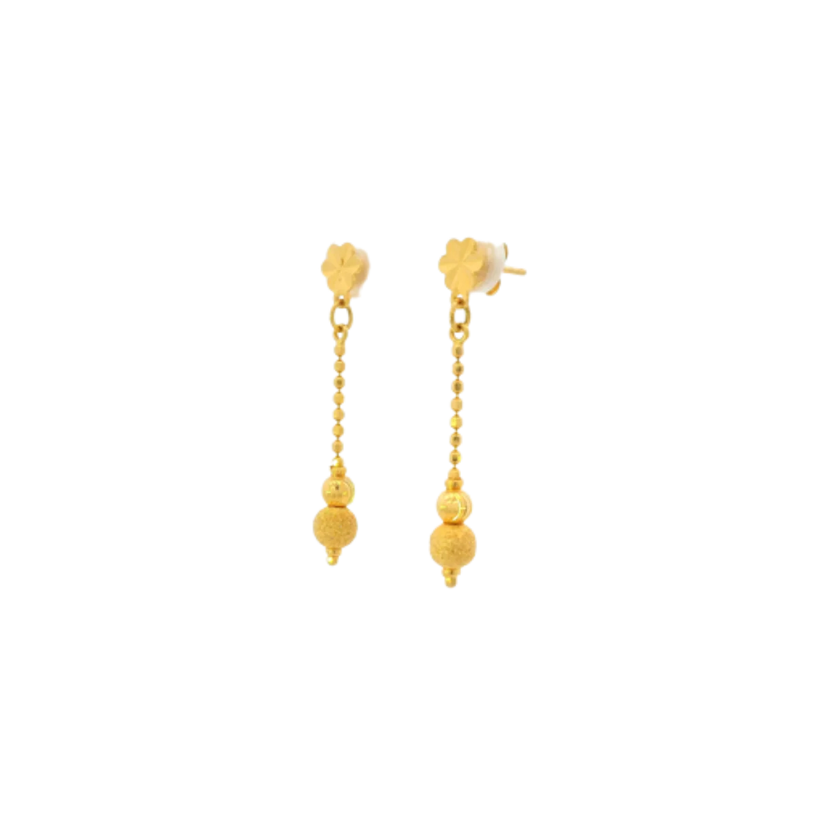22K Yellow Gold Fancy Stud Earrings | Elegant Polished Tops
