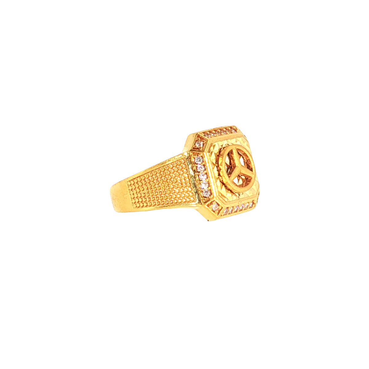 22K Yellow Gold Men’s Stone Ring with Cubic Zirconia – 7g, Size 10