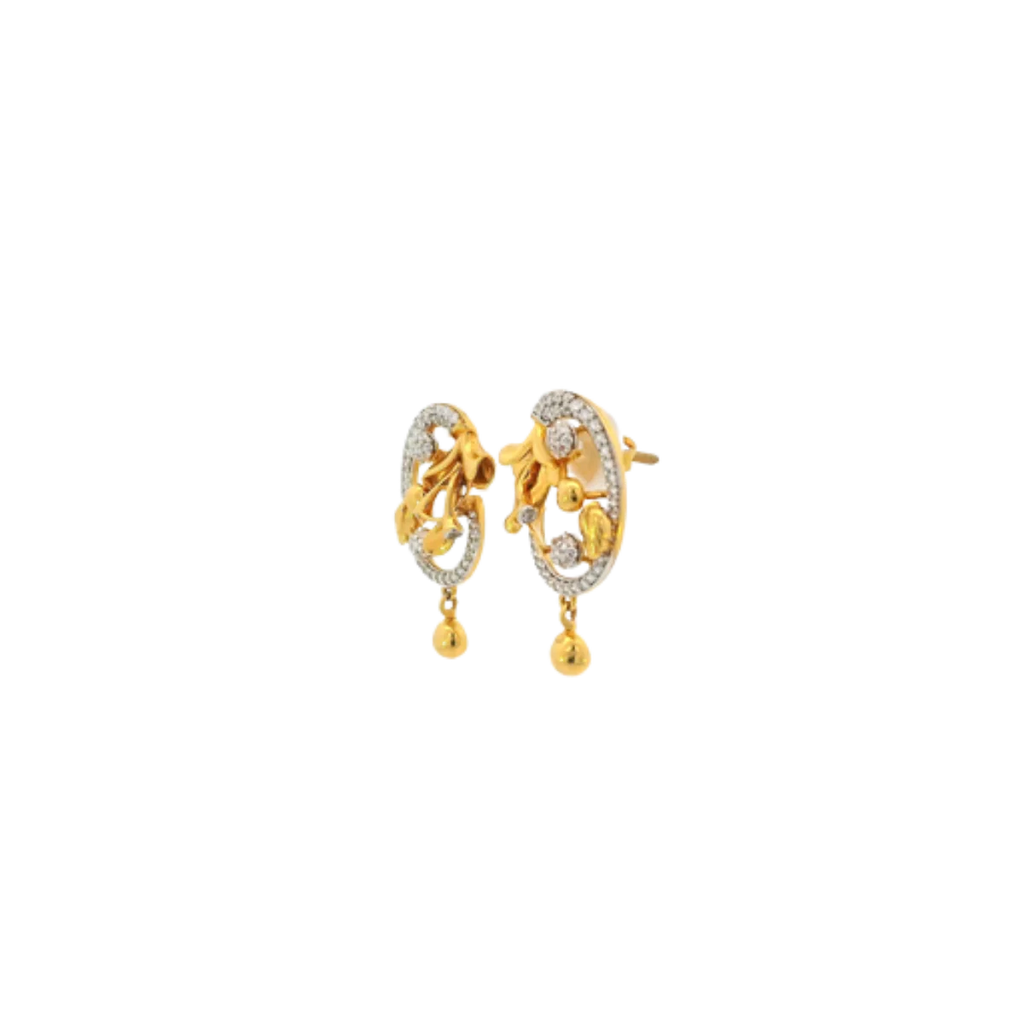 22K Yellow Gold CZ Stud Earrings | Premium Stone Tops