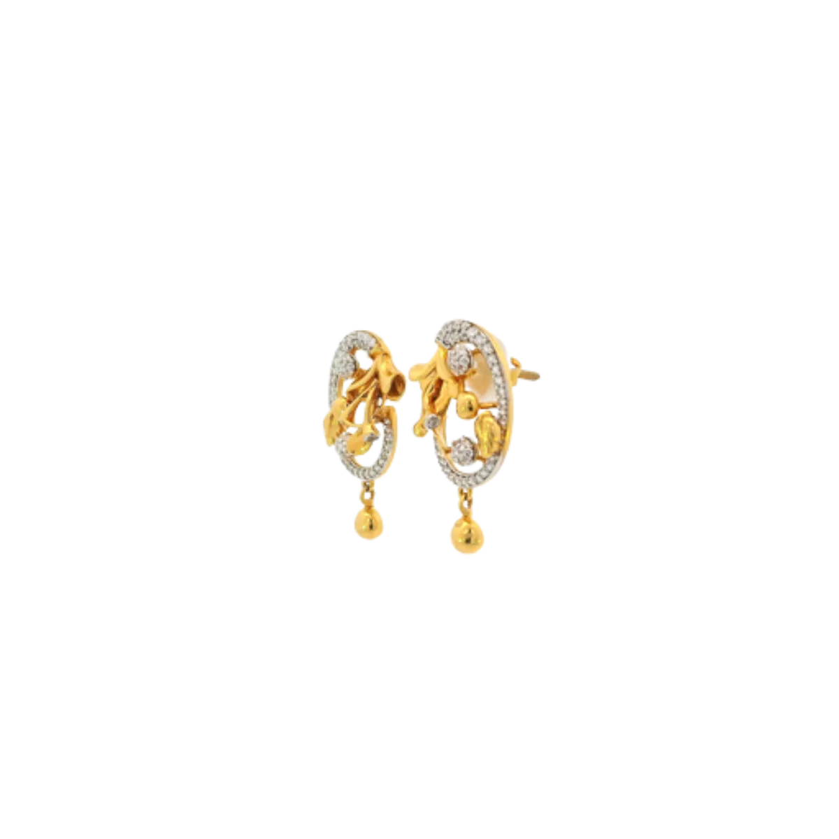 22K Yellow Gold CZ Stud Earrings | Premium Stone Tops