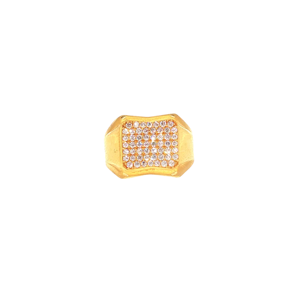 22K Yellow Gold Men’s Stone Ring with Cubic Zirconia (5.7 Grams) – Classic & Elegant